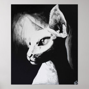El Poster de arte original de Sphynx Cat Feline