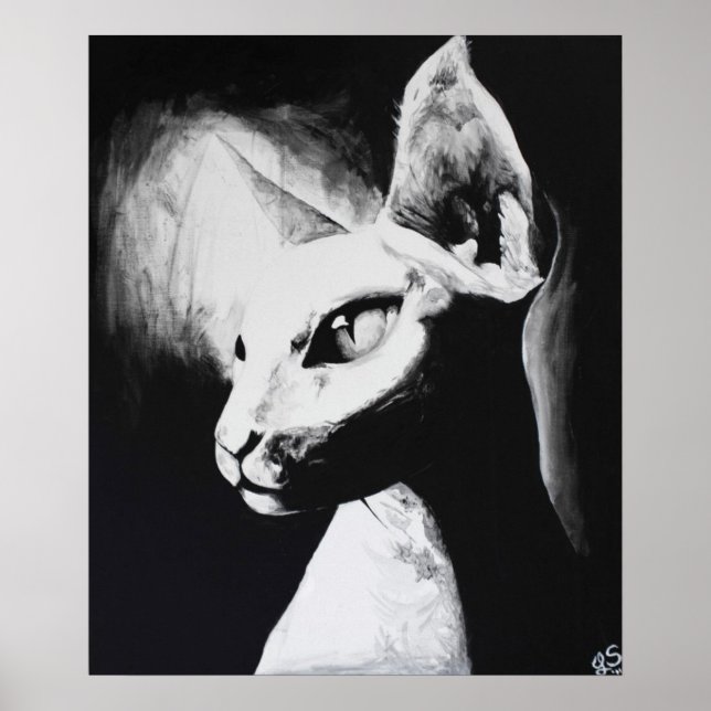 El Poster de arte original de Sphynx Cat Feline (Frente)