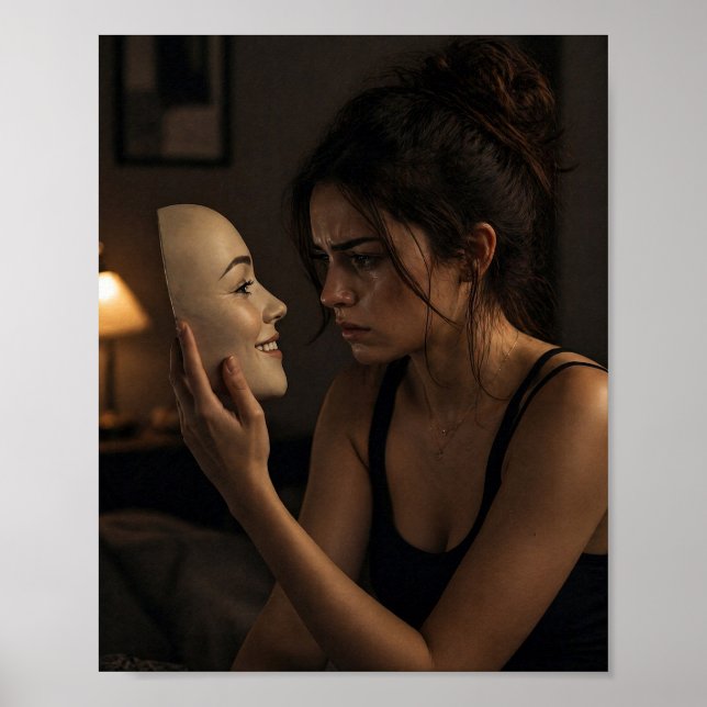El Póster de la Máscara que Ella Sostiene (Frente)