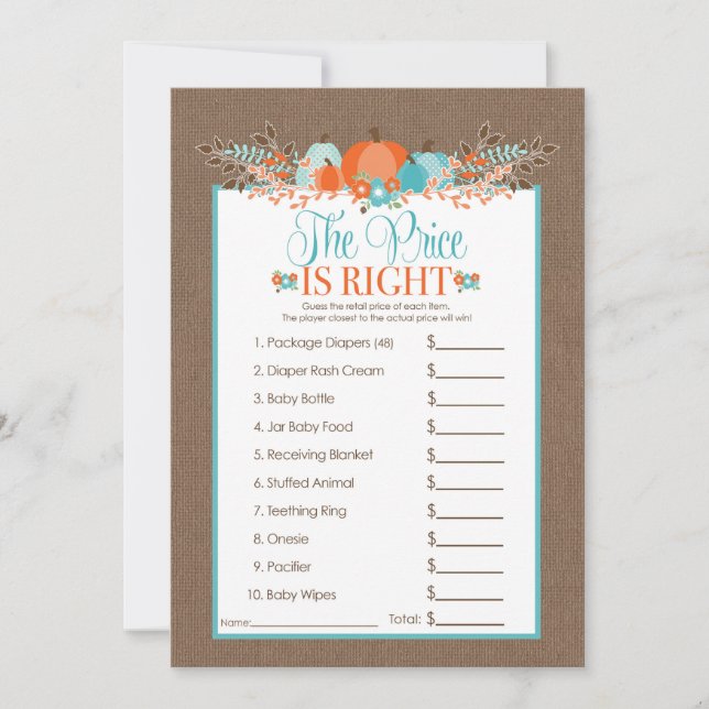 El precio es correcto- Calabazas de juego Baby Sho (Anverso)