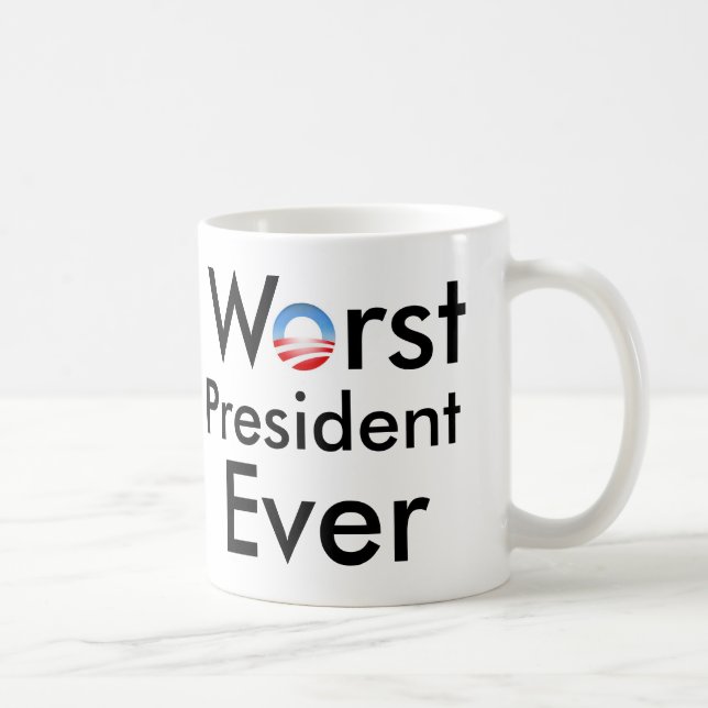 El presidente peor Ever - taza anti de Obama (Derecha)