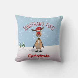 El primer Cojín decorativo navideño de bebé de ren