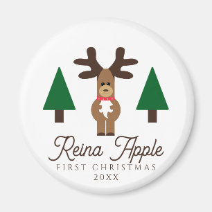 El primer imán de reno lindo de Navidad del bebé