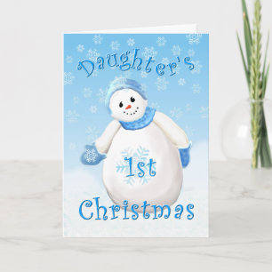 El primer muñeco de nieve de Navidad de la hija