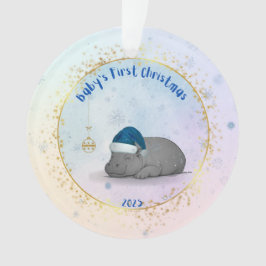 El primer Navidad del bebé Pygmy Hippo Adorno de N