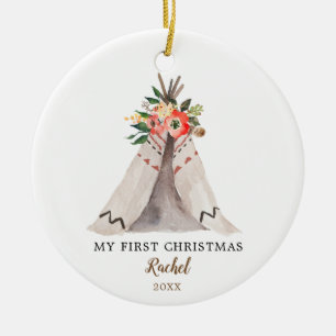 El primer ornamento de Chica de Boho Teepee de Nav