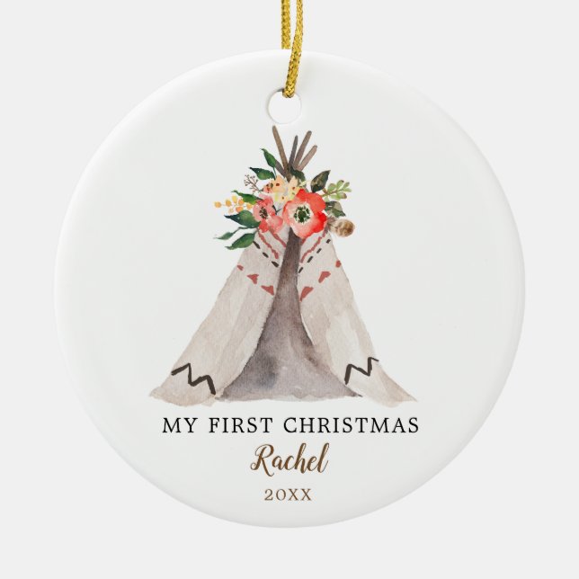 El primer ornamento de Chica de Boho Teepee de Nav (Frente)