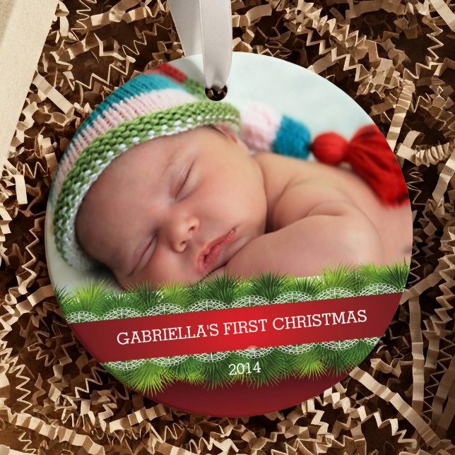 El primer ornamento de fotos navideñas de un bebé  (Subido por el creador)