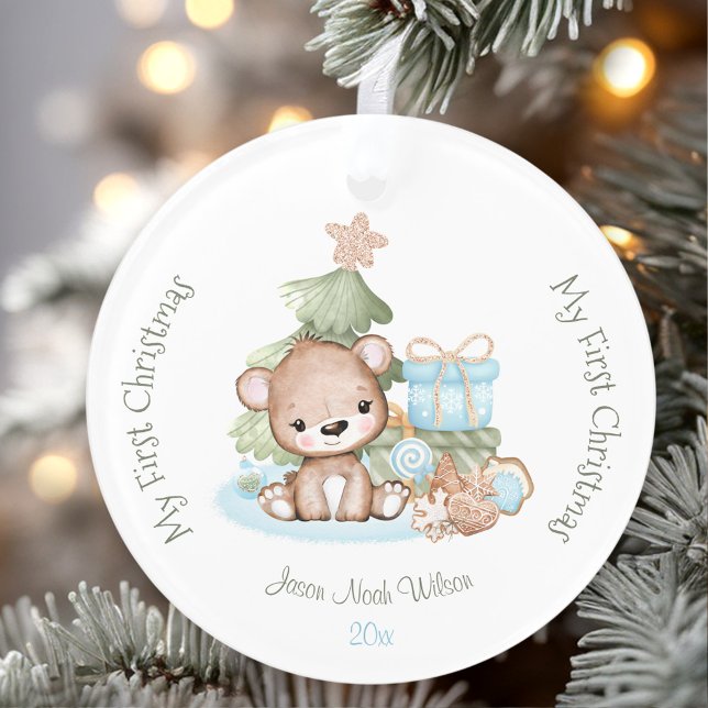 El primer ornamento de Navidad acrílico del bebé l (Cute Baby's First Christmas Ornament Acrylic)