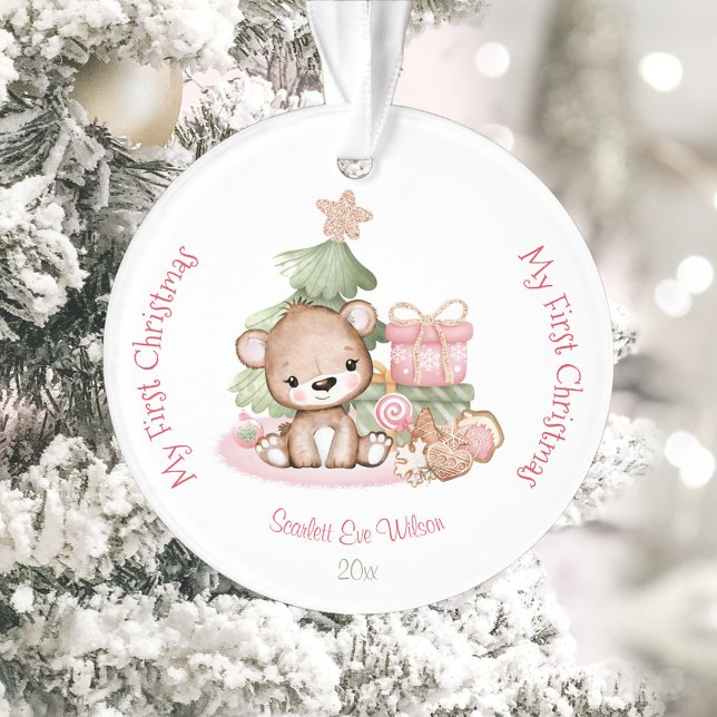 El primer ornamento de Navidad acrílico del bebé l (Cute Baby's First Christmas Ornament Acrylic)