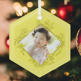 El primer ornamento de Navidad del bebé - Amarillo