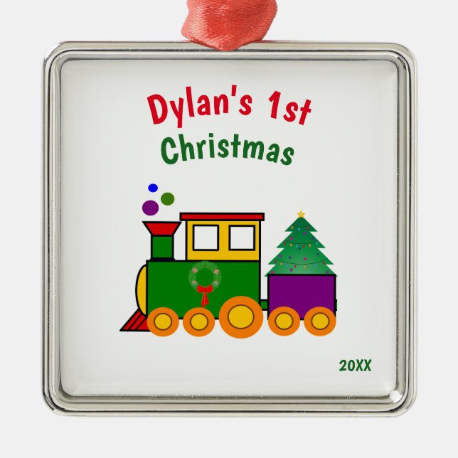 El primer ornamento del tren de Navidad del bebé (Frente)
