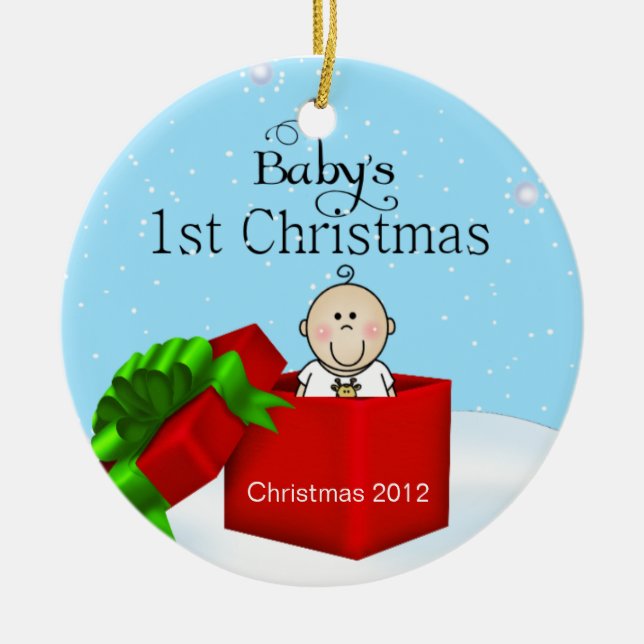 El primer ornamento navideño de Baby Boy (Frente)