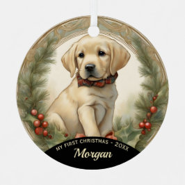 El primer ornamento navideño de Golden Lab Puppy
