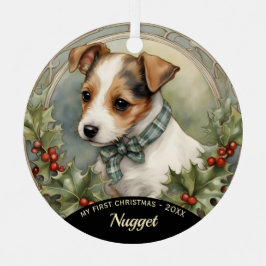 El primer ornamento navideño de Jack Russell Puppy