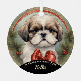 El primer ornamento navideño de Shih Tzu Puppy