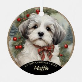 El primer ornamento navideño de una cachorro hayan