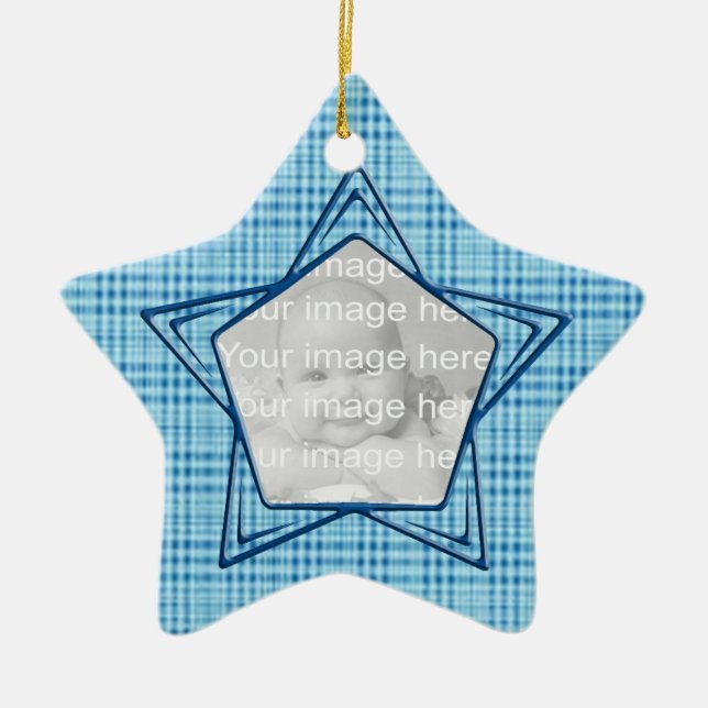 El primer ornamento navideño del bebé azul Keepsak (Frente)