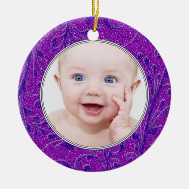 El primer ornamento navideño del bebé morado (Frente)