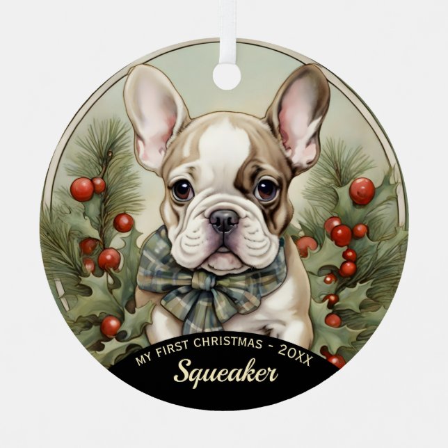 El primer ornamento navideño del Bulldog francés P (Anverso)