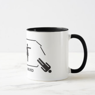 El "problema solucionó" la taza divertida femenina