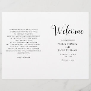El programa de bodas simple en blanco y negro dobl