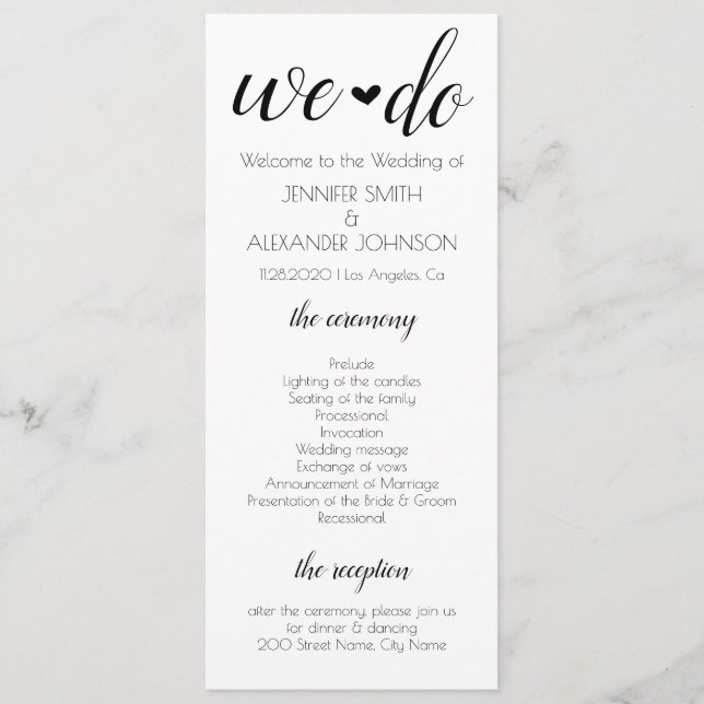 El programa de casamiento (Anverso)