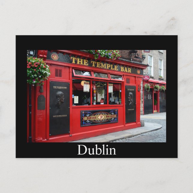 El pub Red Temple Bar en una tarjeta de Dublin con (Anverso)