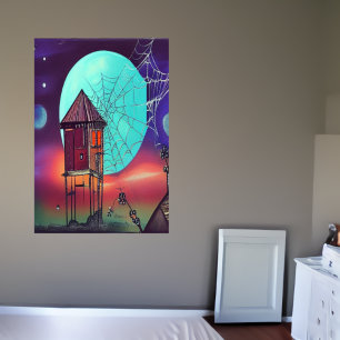El pueblo y la luna azul   Poster de arte de IA