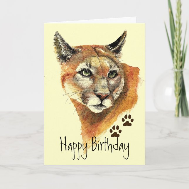 El puma sigue la tarjeta de felicitación del (Anverso)