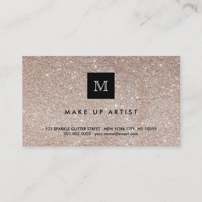 El purpurina de cobre chispea tarjeta elegante (Anverso)