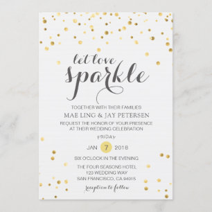 El purpurina del oro dejó la invitación de la boda
