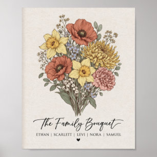 El ramo familiar Póster de flor de nacimiento pers