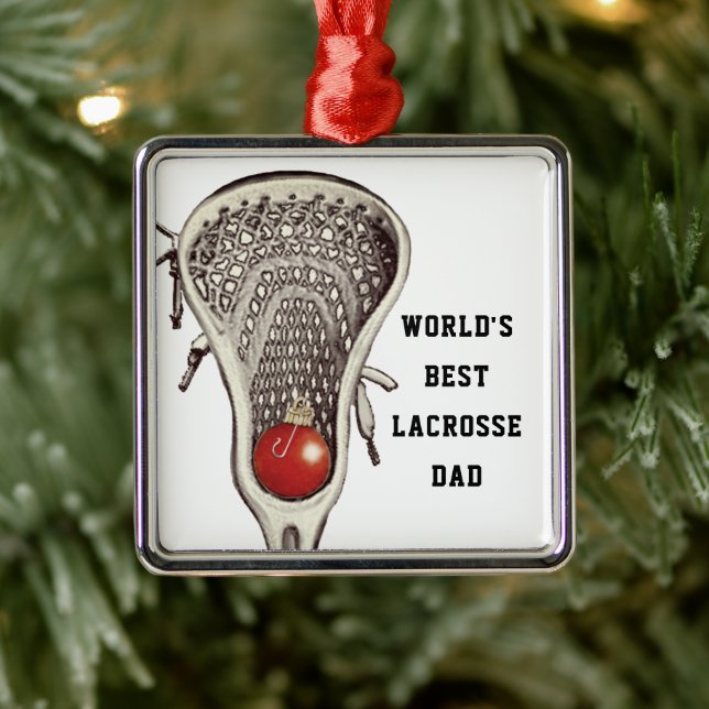 El regalo de Lacrosse Dad Ornamento Metalizado (Árbol)