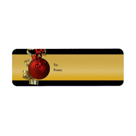 El regalo del ornamento del navidad marca el oro d etiqueta de remitente