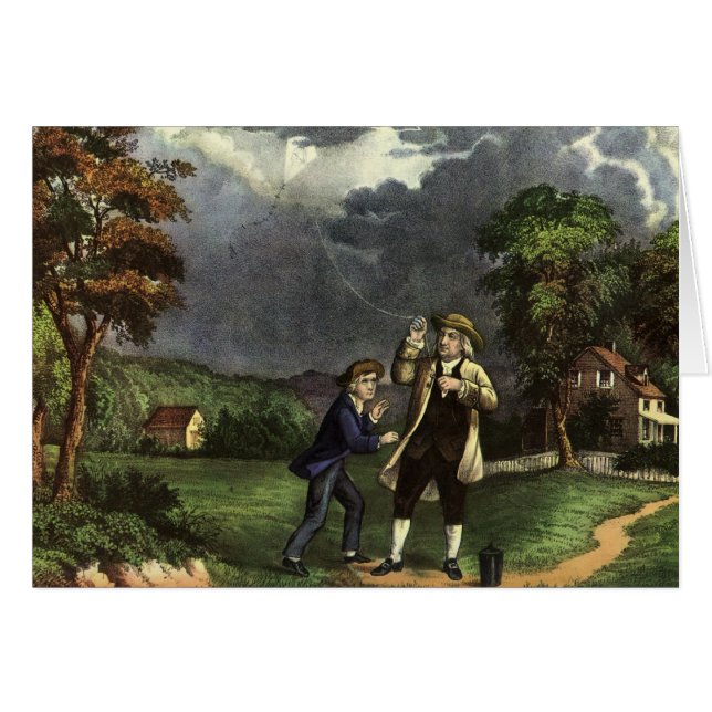 El relámpago de Benjamin Franklin con el experimen (Anverso (Horizontal))