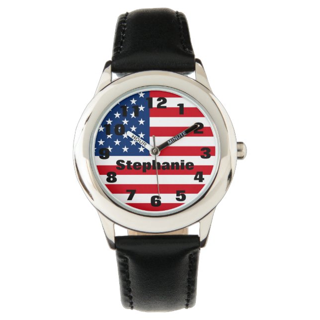 El reloj de la bandera estadounidense personalizad (Anverso)