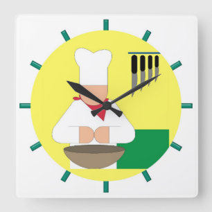 El reloj de la cocina del cocinero - cuadrado
