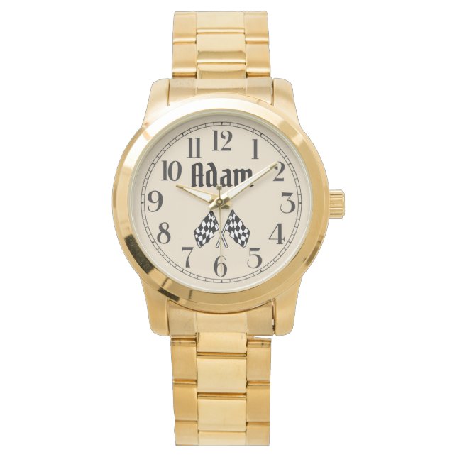 El reloj de las banderas de cuadros cruzados de Ad (Anverso)