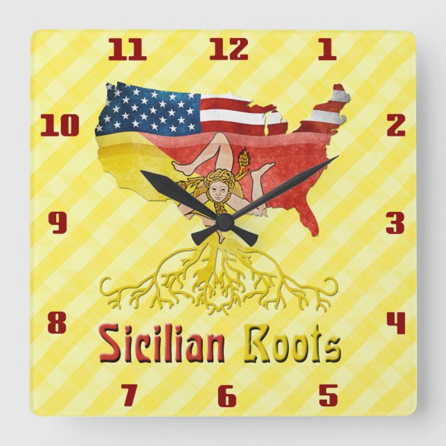 El reloj de pared cuadrado de raíces sicilianas no (Anverso)