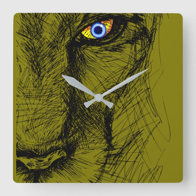 El reloj de pared de la mirada del tigre (Anverso)