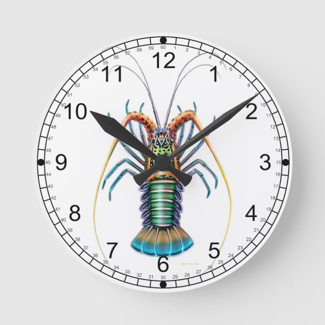 El Reloj De Pared De Lobster Pintado (Anverso)