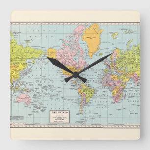 El reloj de pared del mapa del mundo
