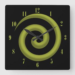 El reloj de pared espiral amarillo y negro más