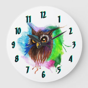 El reloj de pared redonda de búho acuoso