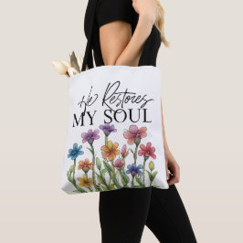Él restaura mi alma Bolsa tote