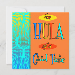 El Retro Rojo Luau Hula de las invitaciones a los