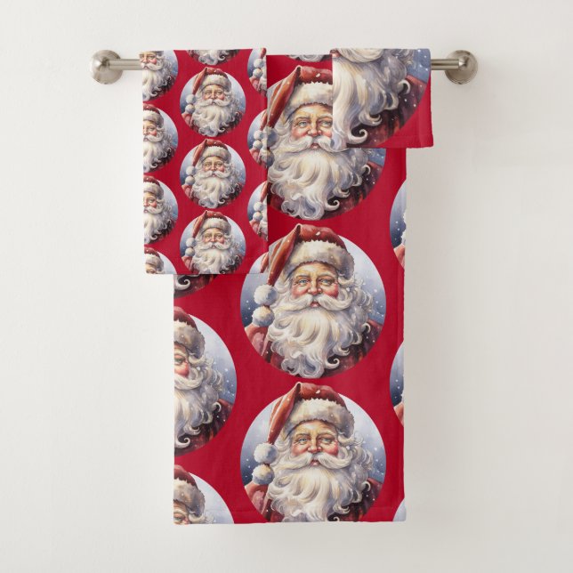 El retro Santa Claus en el patrón de los Navidades (In situ)