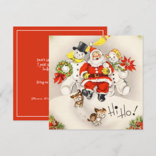 El retro vintage Santa Claus Snowman Cute Puppies