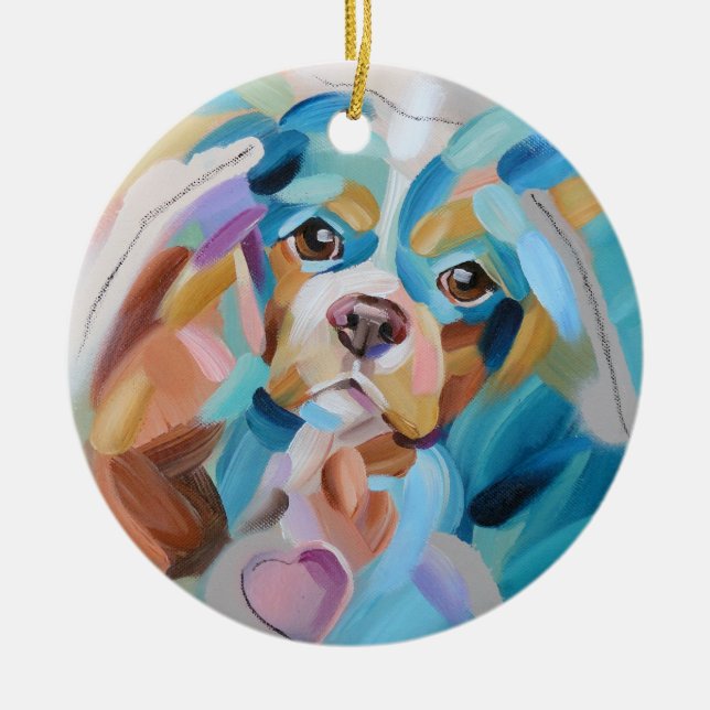 El rey Cavalier llama a la Navidad Ornamento de Na (Frente)